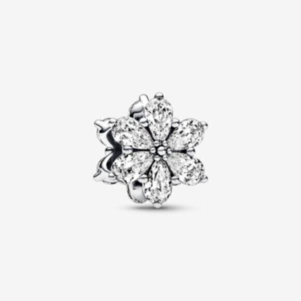 Pandora Sparkling Floral Charm in Silver